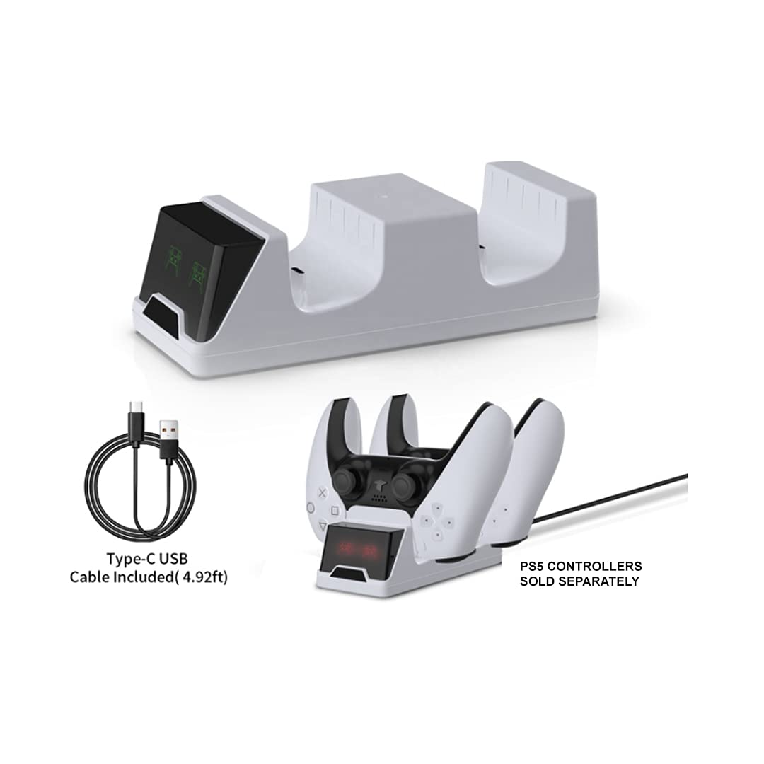 White PlayStation 5 Slim Disc 2TB SSD Console Bundle with Dual-Controller Charger U798
