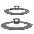 Set of 2 Vented Tempered Glass Universal Lid with Silicone, Light Grey D25065