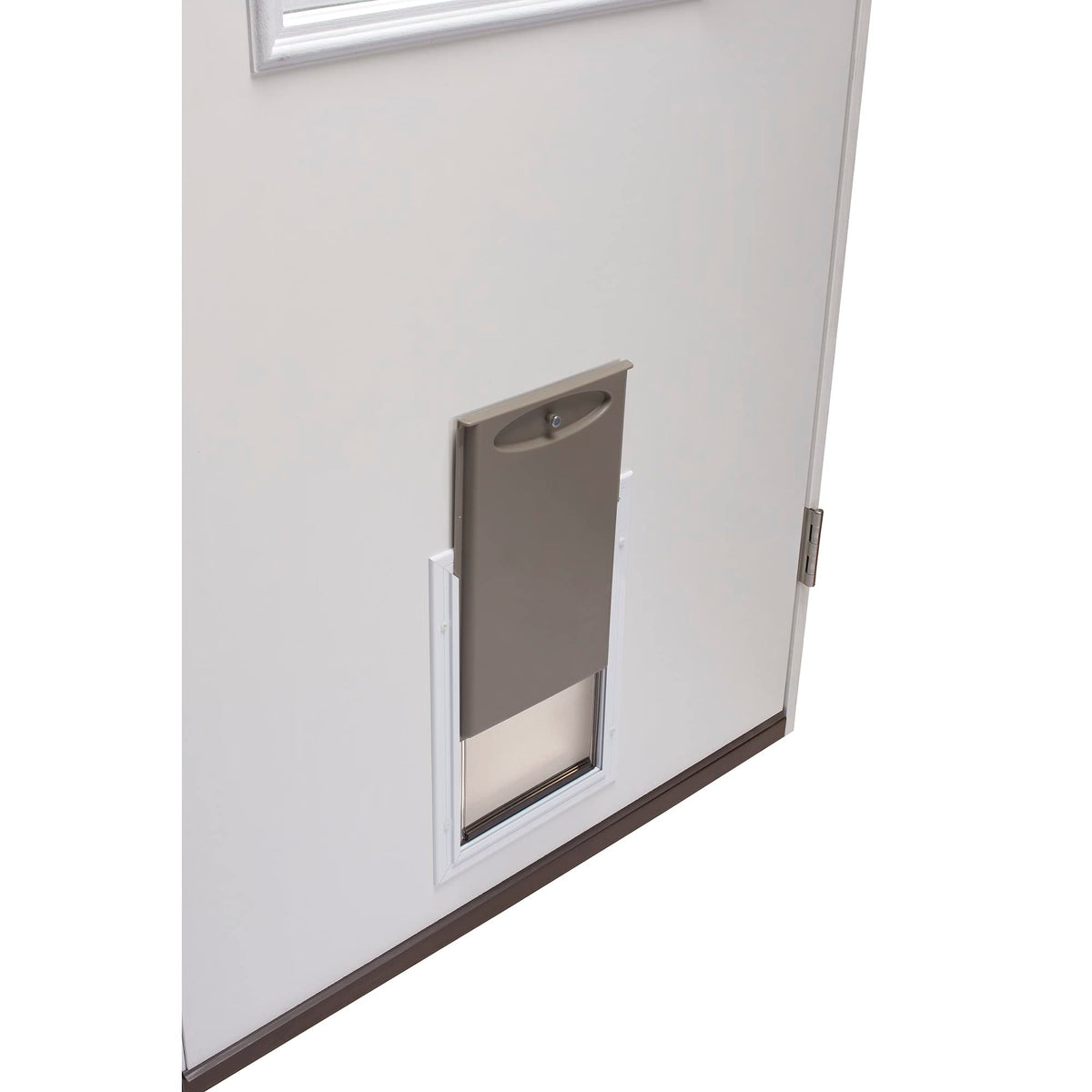 Primed Left Hand Outswing 9 Lite Steel Prehung Front Door with Pet Door X98612