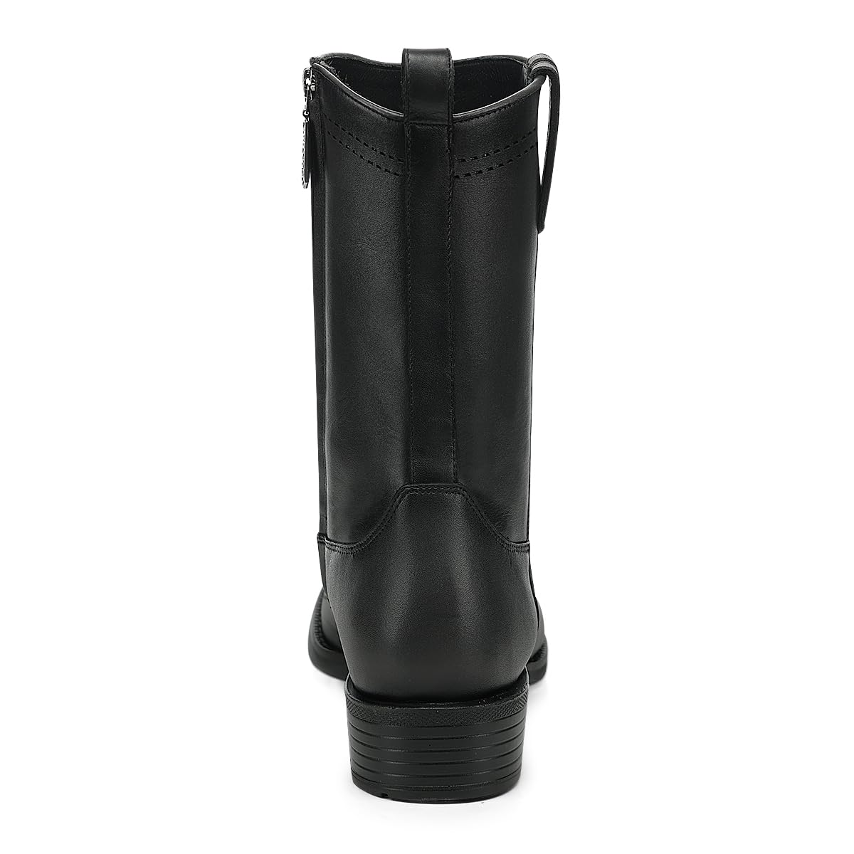 Black Ostrich Leg Leather Square Toe Men Boot X93712