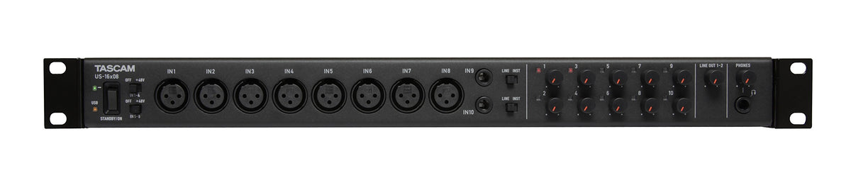 Rackmount USB Audio/MIDI Interface, 8 XLR/8 1/4" Inputs, 8 Outputs, Black Q2280