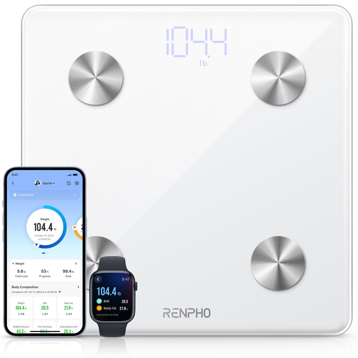 White Bluetooth Smart Scale W3694