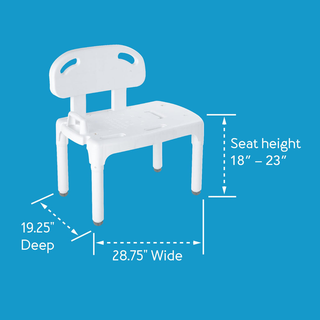 Bath Transfer Bench with Backrest and Adjustable Legs C244490