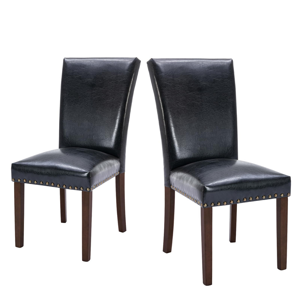 High Back Upholstered Dining Chairs Set of 2 Black F2488