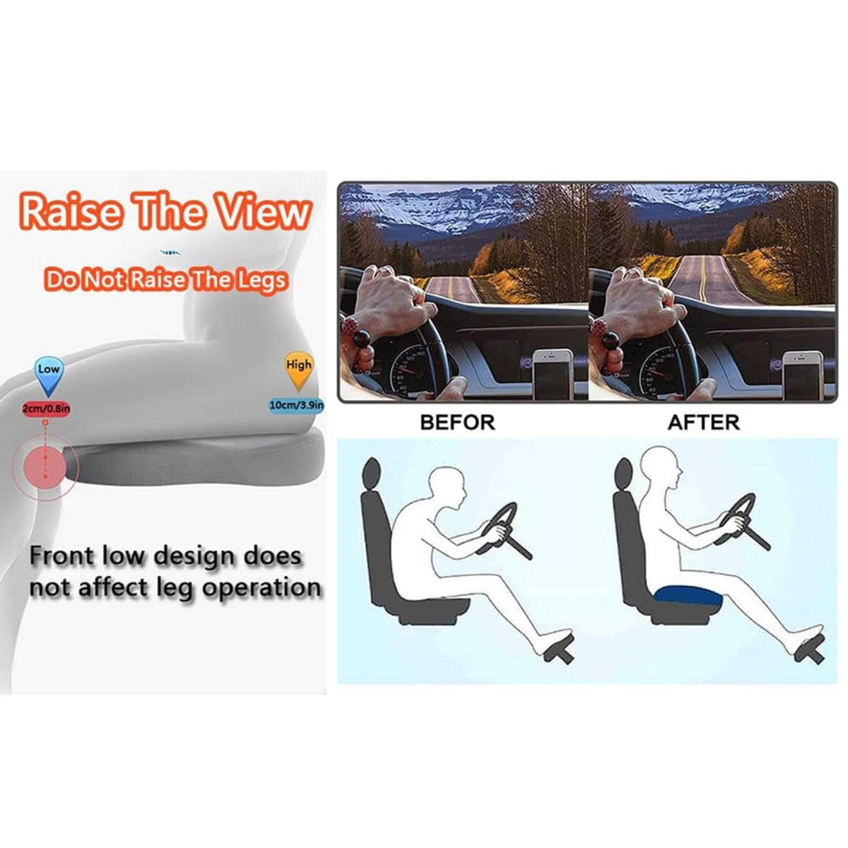 Memory Foam Seat Cushion Non-Slip Car Booster Pad with Adjustable Strap Q719