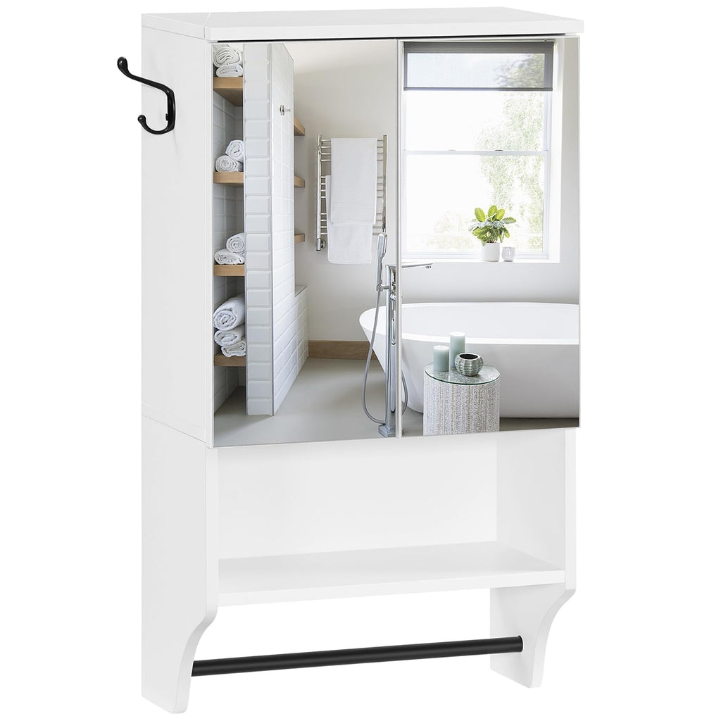 White Wall Mounted Bathroom Cabinet with Mirror and Adjustable Shelf K12951