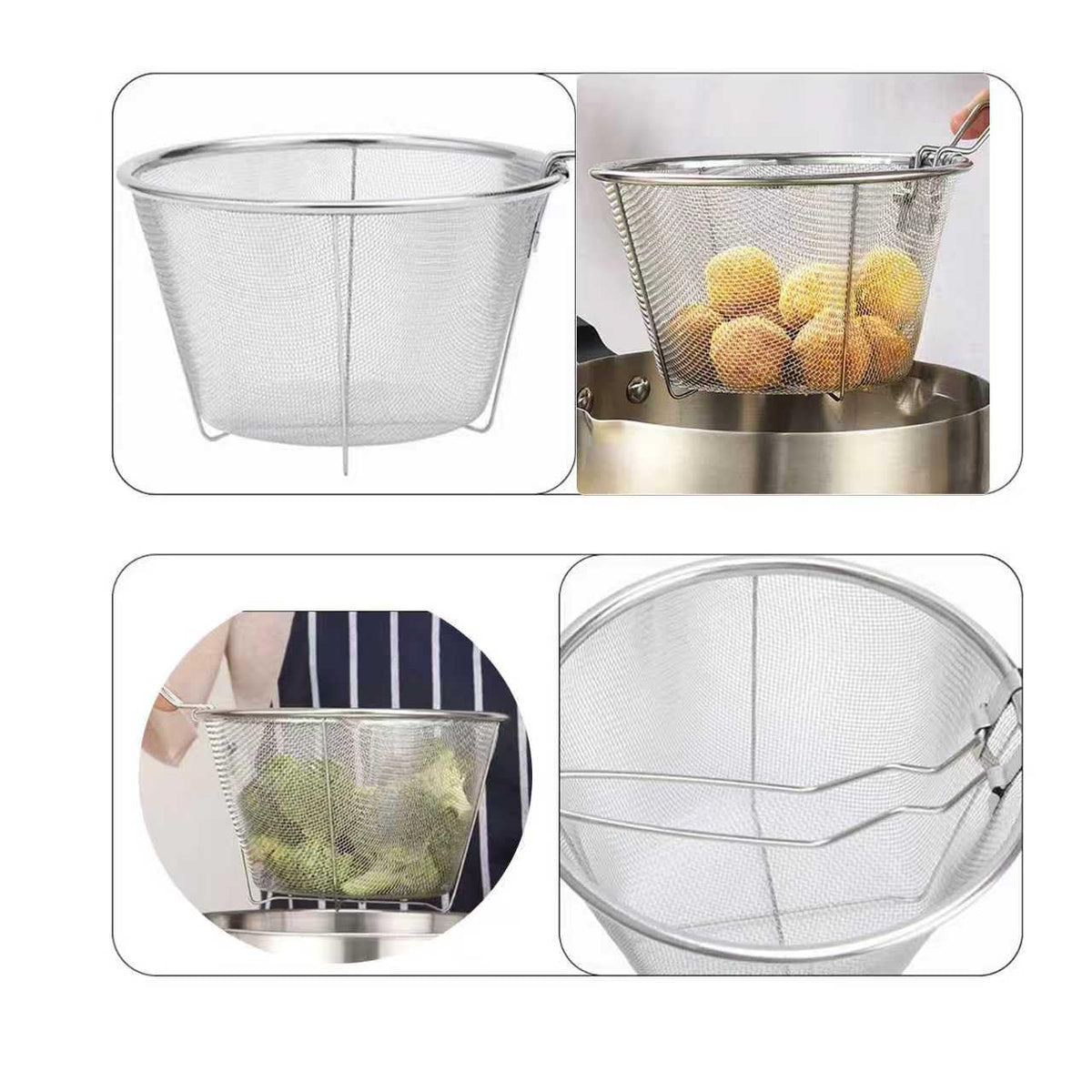7-Inch Round Stainless Steel Deep Fryer Basket O437624