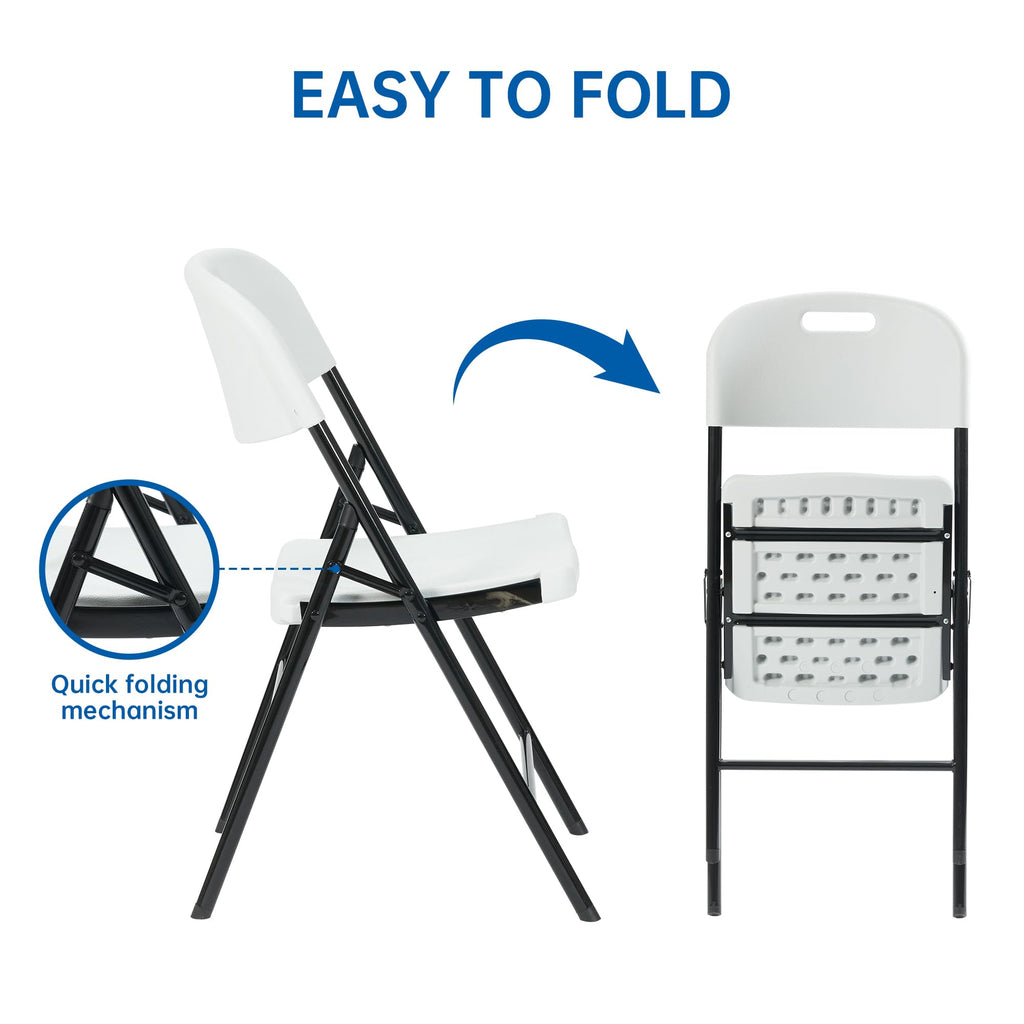 10 Pack White 800 LBS Folding Chairs M8158