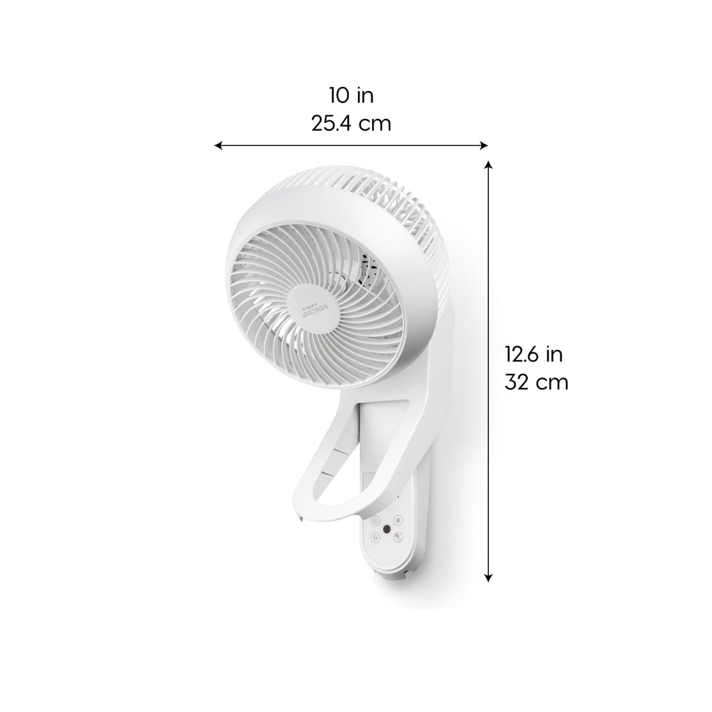 Wall Mount Fan with Remote, 360° Oscillation, 3 Speeds, White O2903