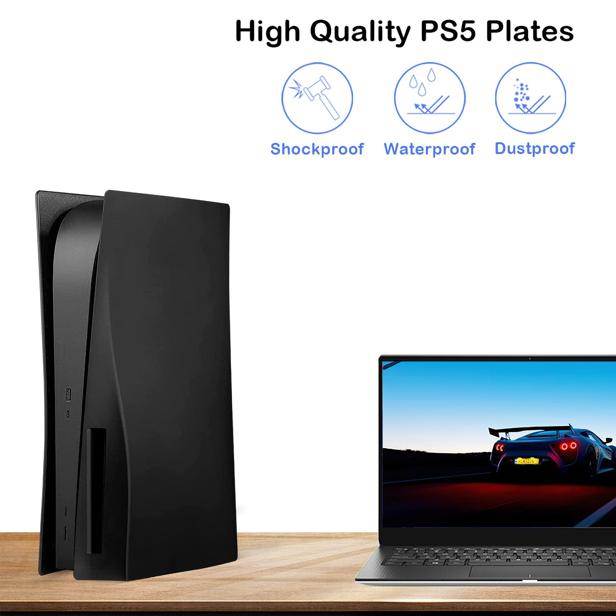Black Face Plate Cover Shell for PS5 Disc Edition Console H5621
