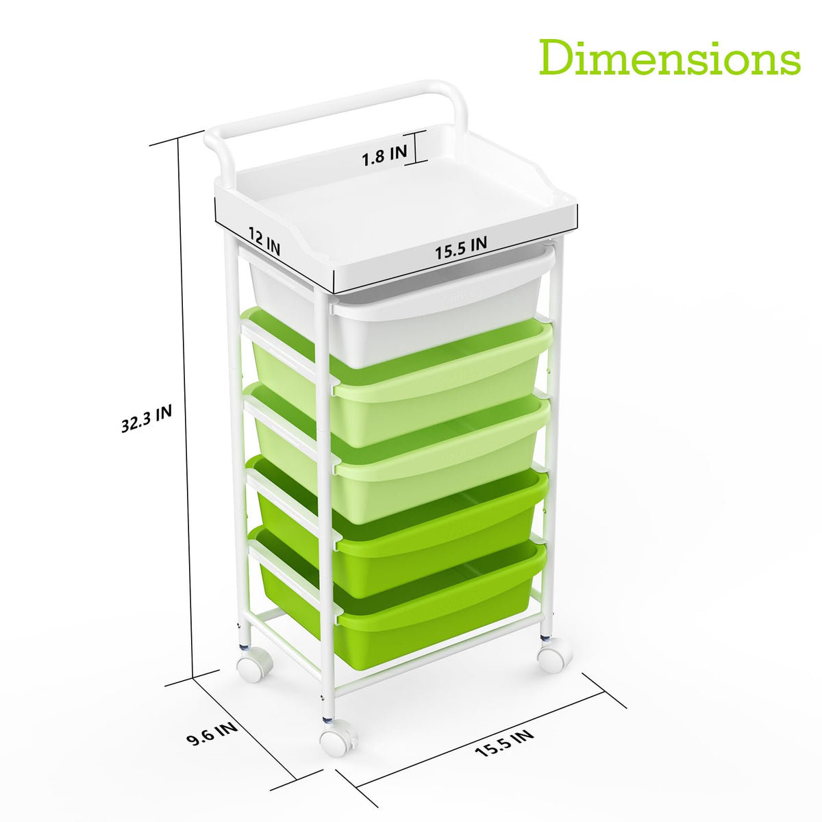 5 Drawers Plastic Rolling Storage Cart with Wheels T614914