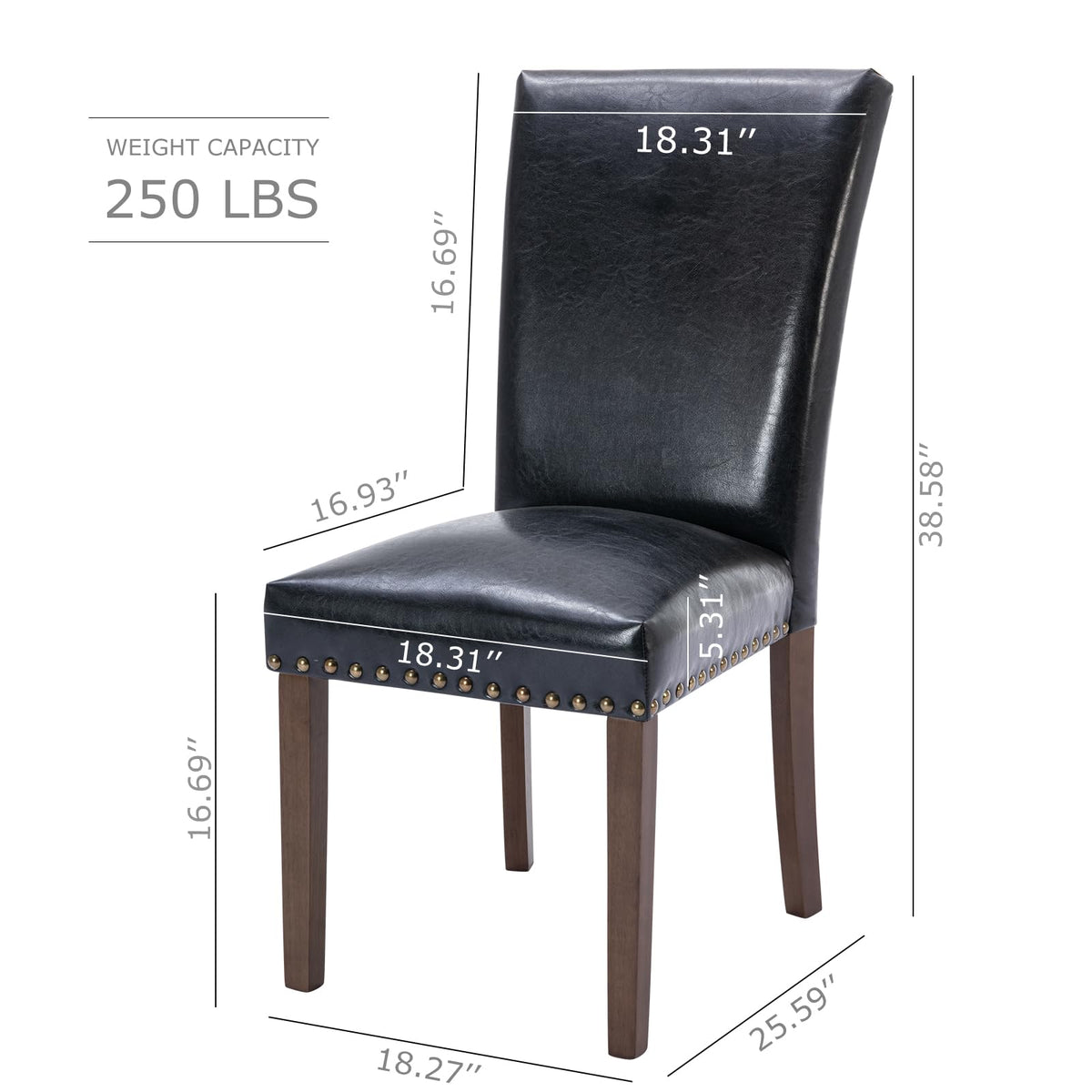High Back Upholstered Dining Chairs Set of 2 Black F2488
