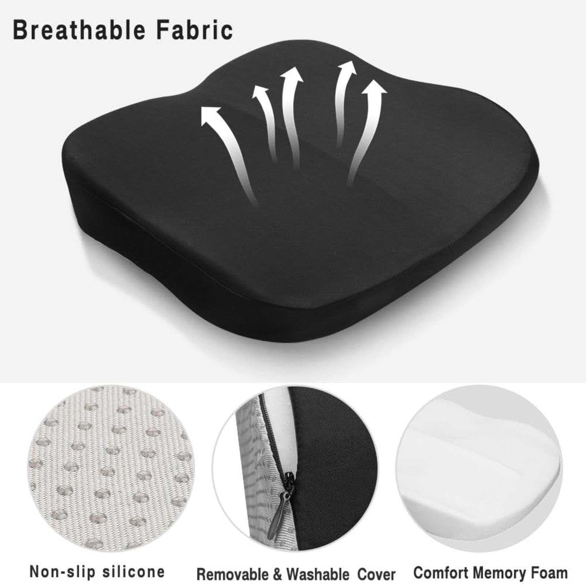 Memory Foam Seat Cushion Non-Slip Car Booster Pad with Adjustable Strap Q719
