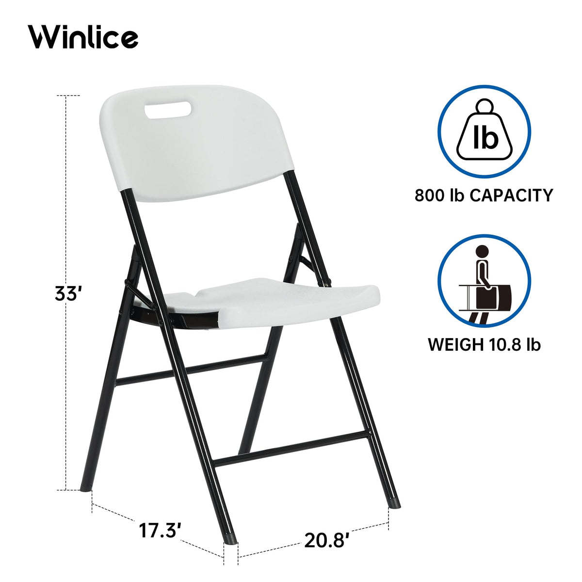 10 Pack White 800 LBS Folding Chairs M8158