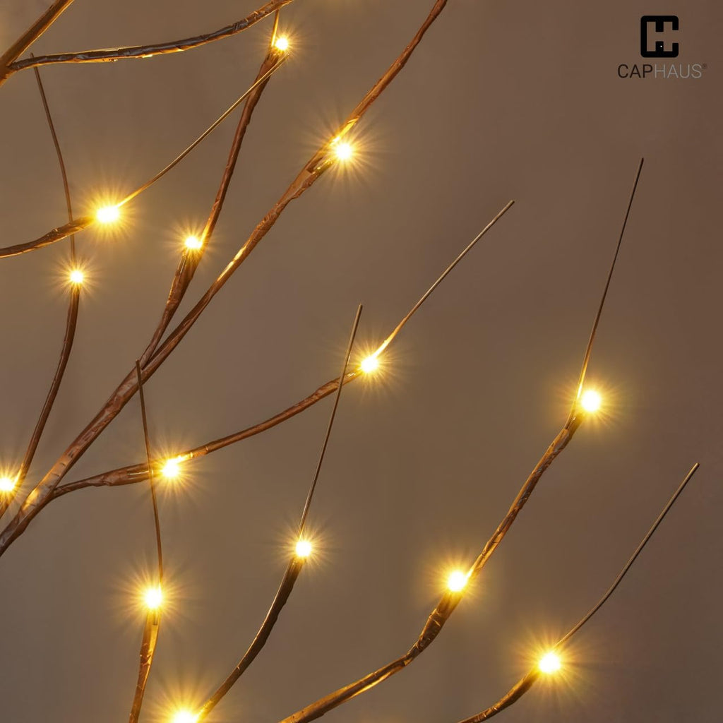 8 Ft Pre-Lit Twinkling Brown Birch Tree with 132 Warm White LED M67781