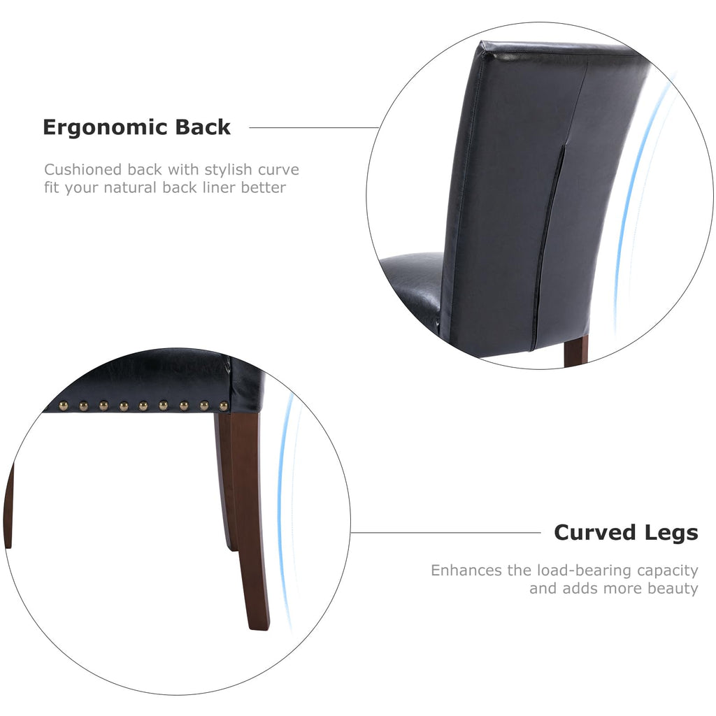 High Back Upholstered Dining Chairs Set of 2 Black F2488