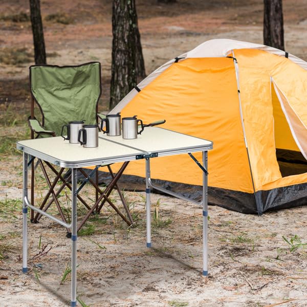 Aluminum Portable Folding Camping Table Adjustable Height White 36 x 24 inch X320365