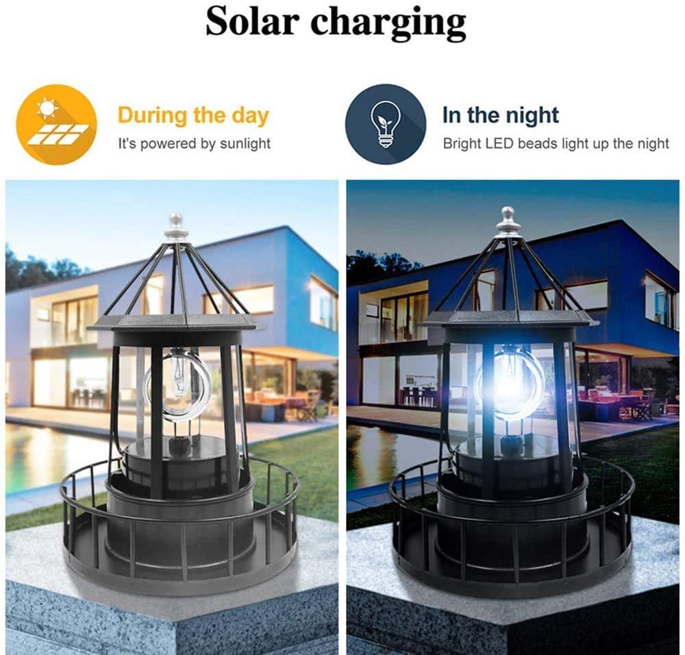 Black Waterproof Solar Outdoor Hanging Lighthouse Lamp V9017
