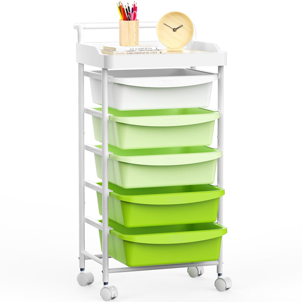 5 Drawers Plastic Rolling Storage Cart with Wheels T614914