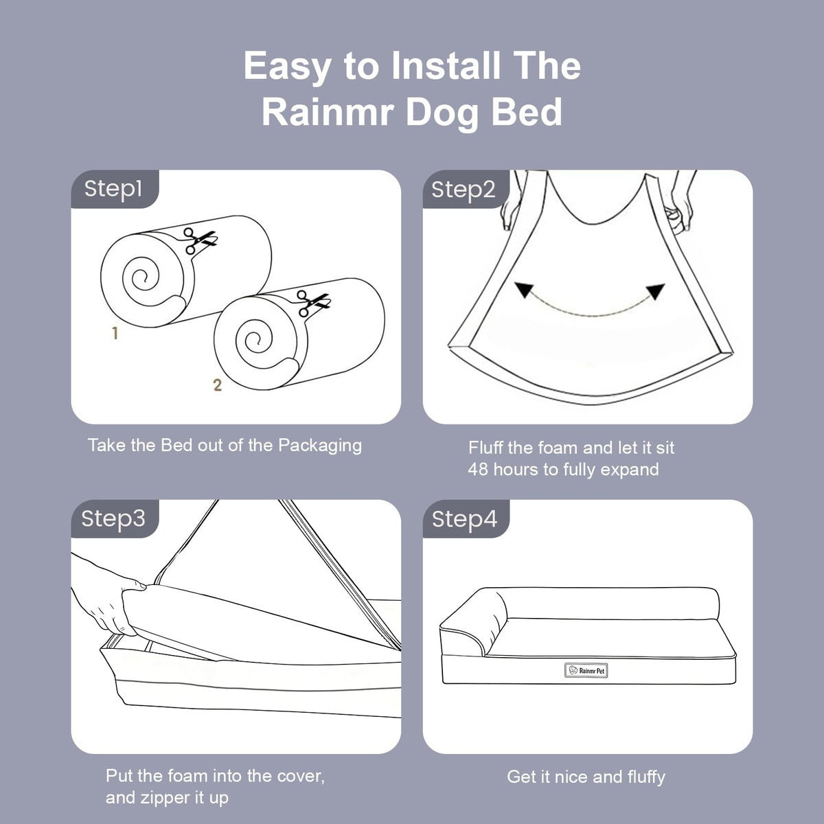 Memory Foam Orthopedic Dog Bed with Removable Waterproof Cover, 35x23 Inches, Light Grey B731