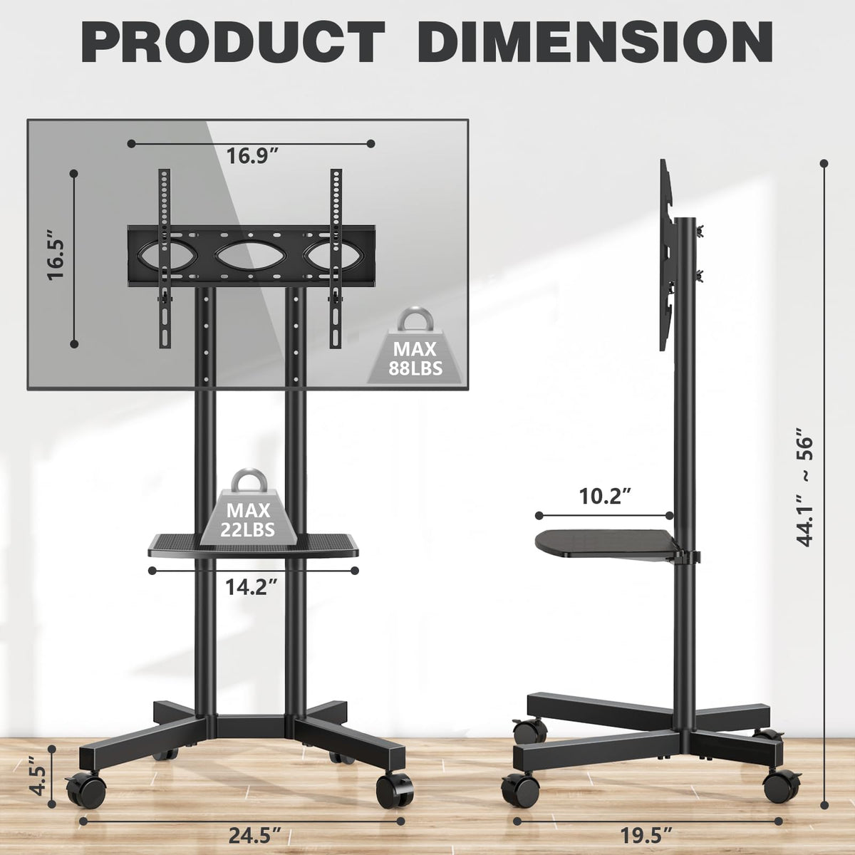 Mobile TV Stand with Wheels for 32-75 Inch TVs K356119