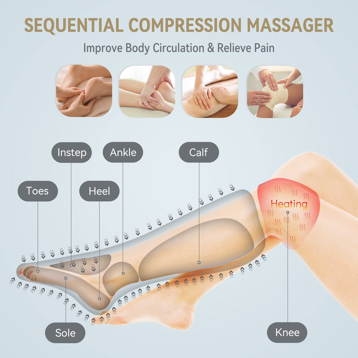 Foot & Leg Compression Massager with Knee Heating T26276