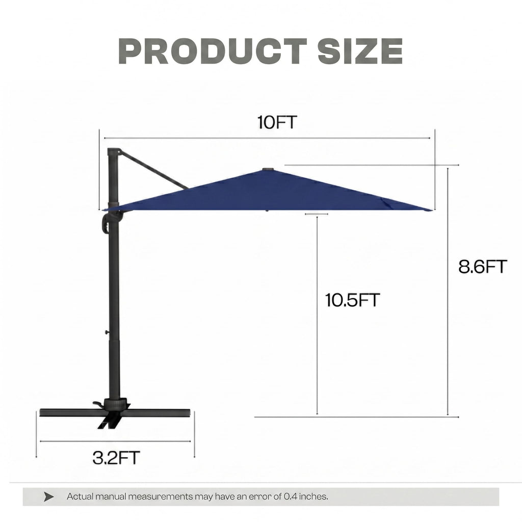 Large Square Cantilever Patio Umbrella with Aluminum Pole C462