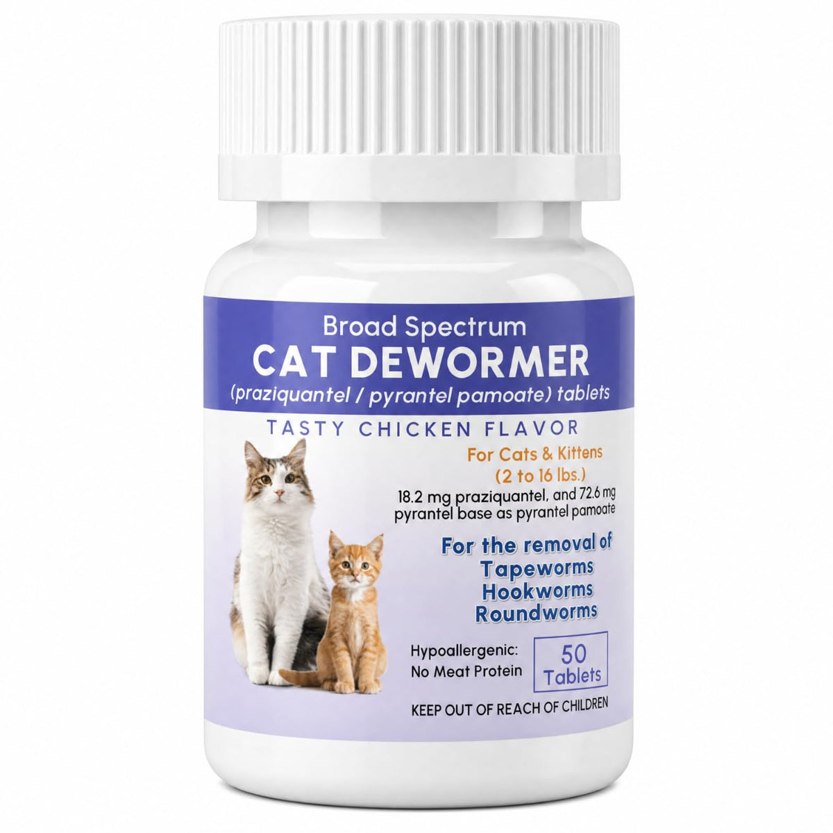 Broad Spectrum Cat & Kitten Dewormer 50 Tablets Q9264