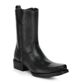 Black Ostrich Leg Leather Square Toe Men Boot X93712