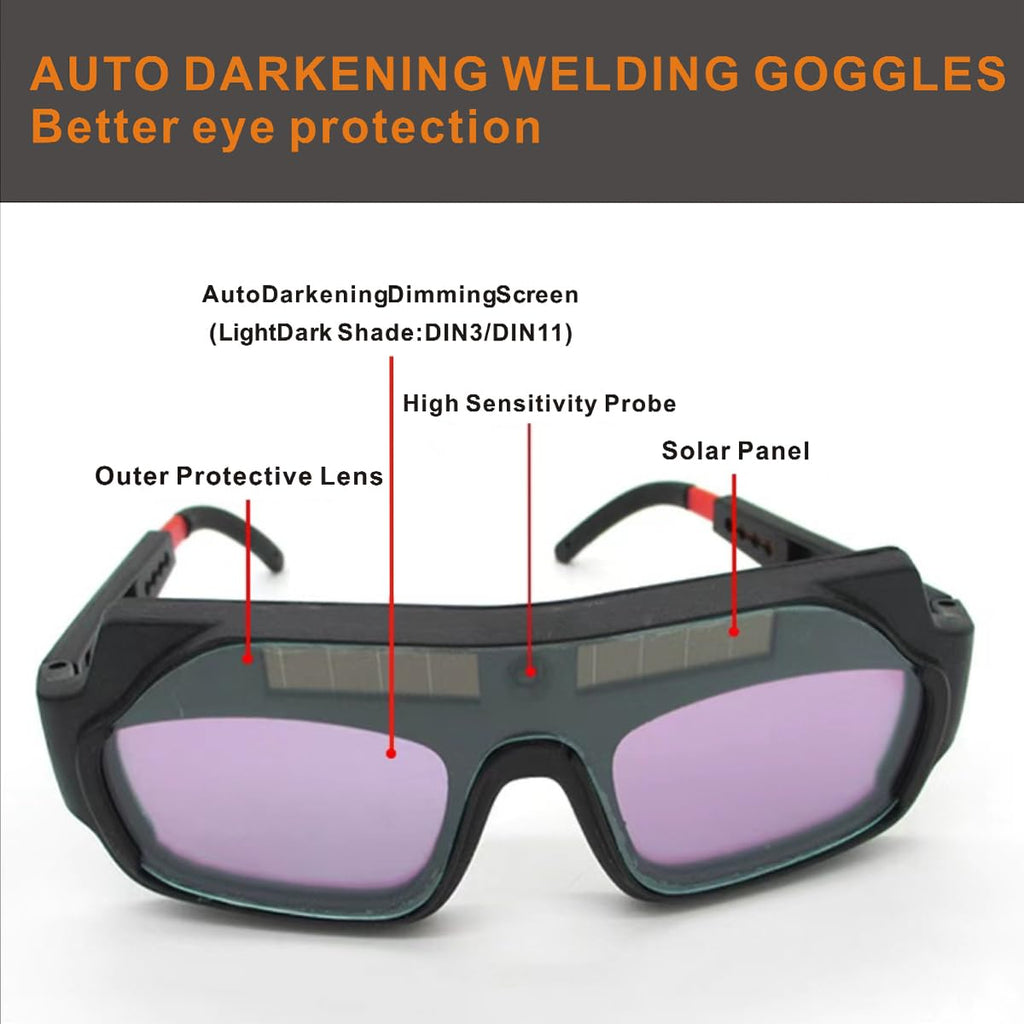 Auto Darkening Welding Glasses with Gloves and PC Lens I813