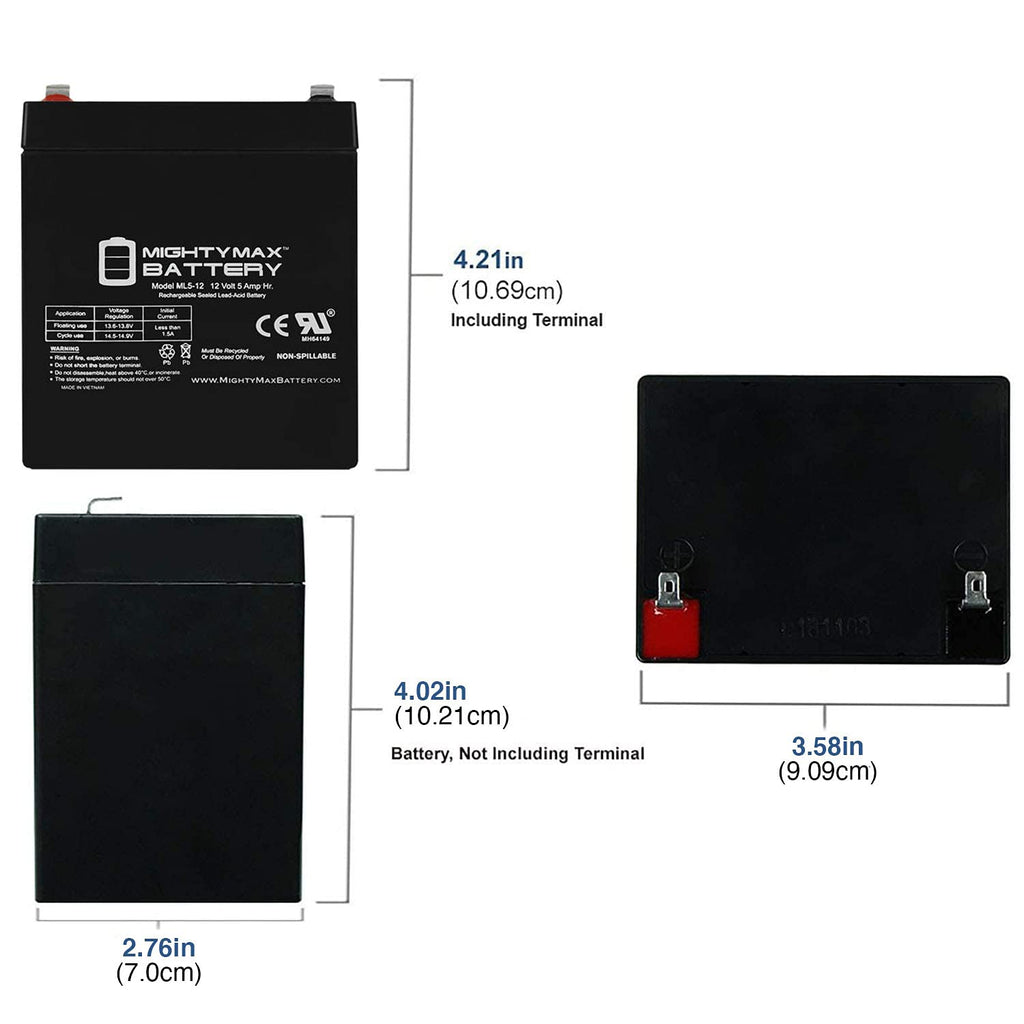 12 Volt 5 AH Rechargeable SLA AGM Battery U684891