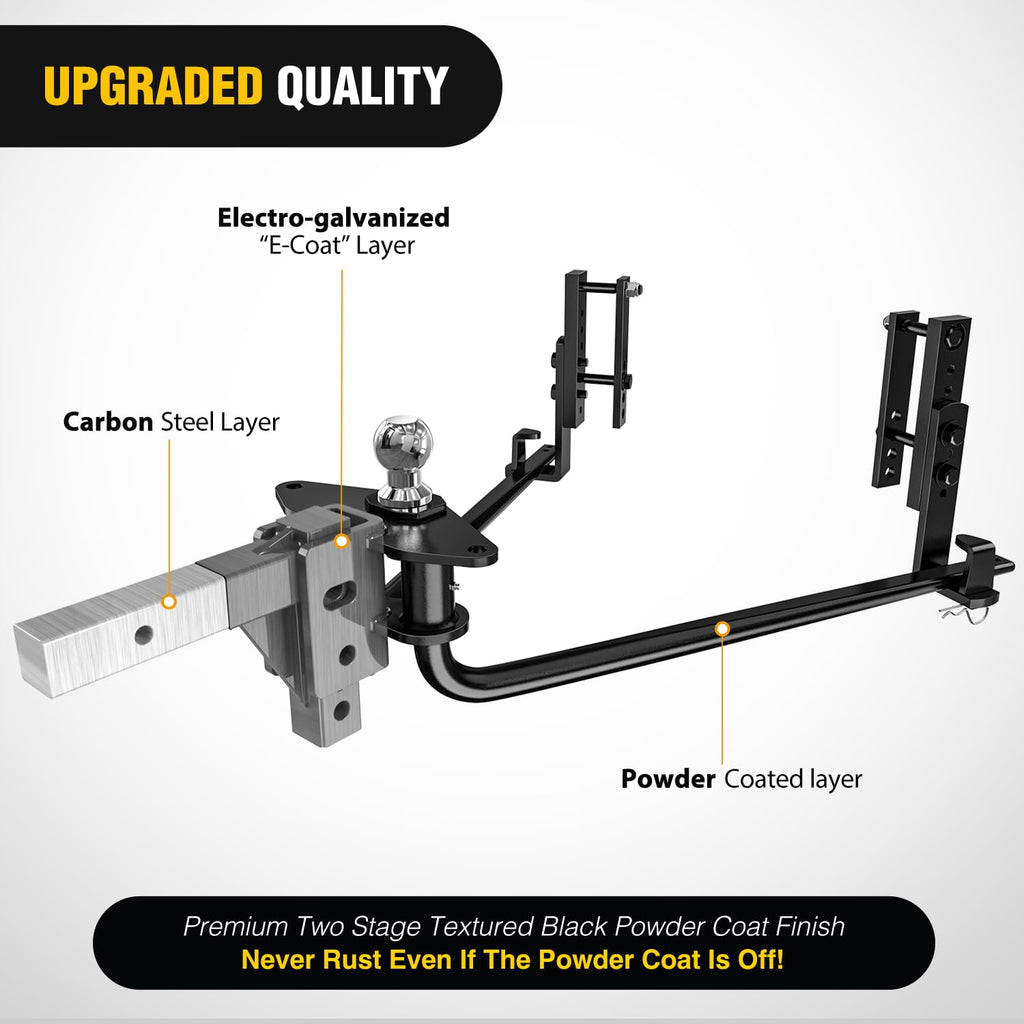 800 lbs Round Bar Weight Distributing Hitch Kit with Sway Control O617