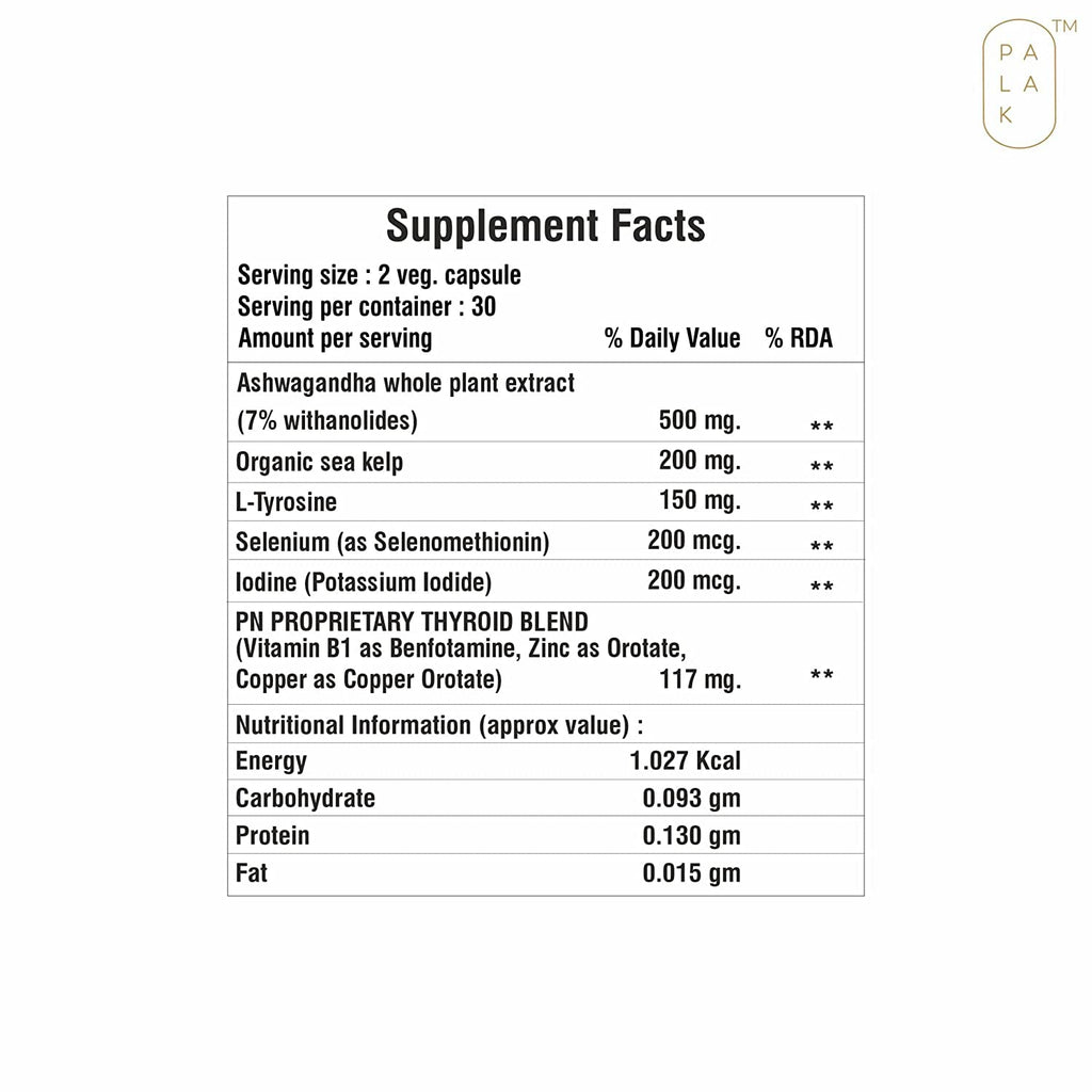 Selenium Sea Kelp L-Tyrosine Zinc Ashwagandha B1 60 Capsules E1472