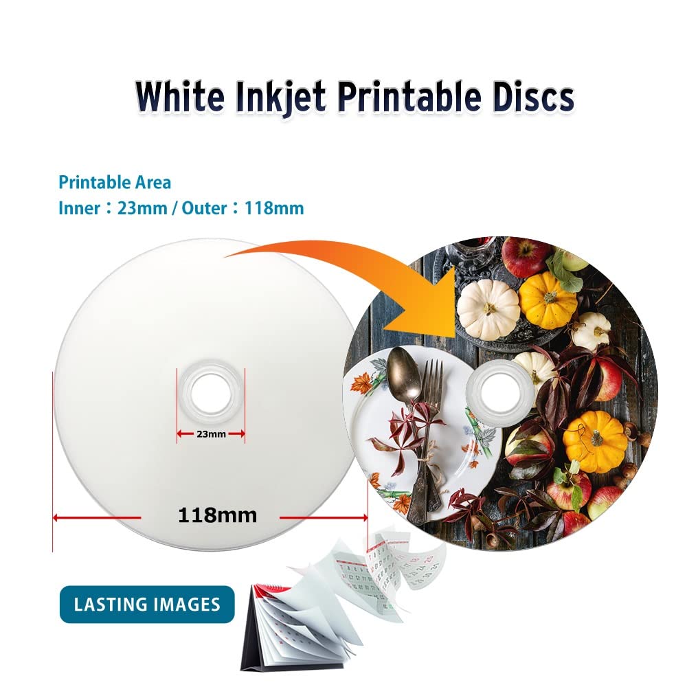 50 GB 6X Blu-ray Double Layer White Inkjet Recordable Disc BD-R DL, 10-Disc Spindle Q993695
