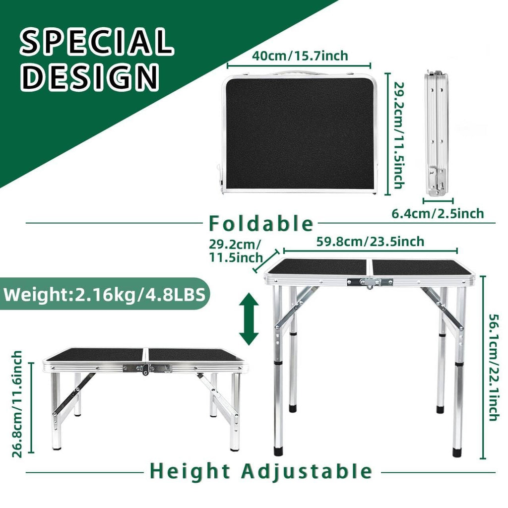 2ft Lightweight Adjustable Folding Camping Table Y984155