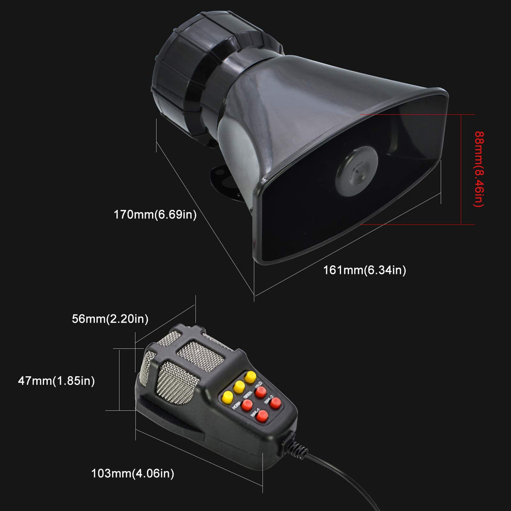 100W 7 Tones Wired Handheld Microphone Car Siren Speaker S51579