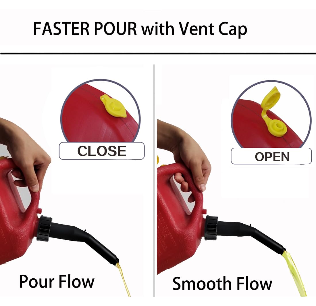 Gas Can Spout Replacement Kit with Gasket Vent Cap Pack of 3 V1815