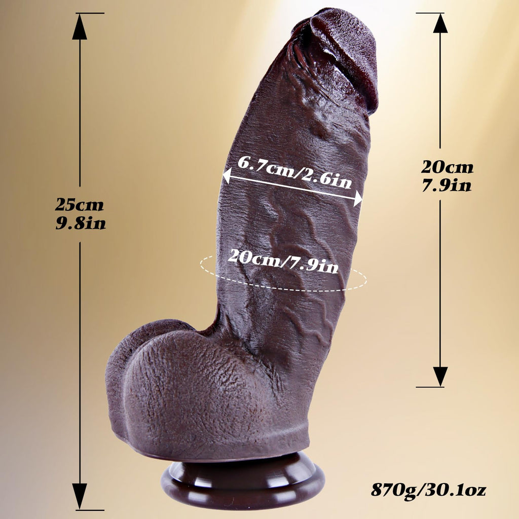 10 Inch Realistic Black Silicone Dildo with Suction Cup A68374