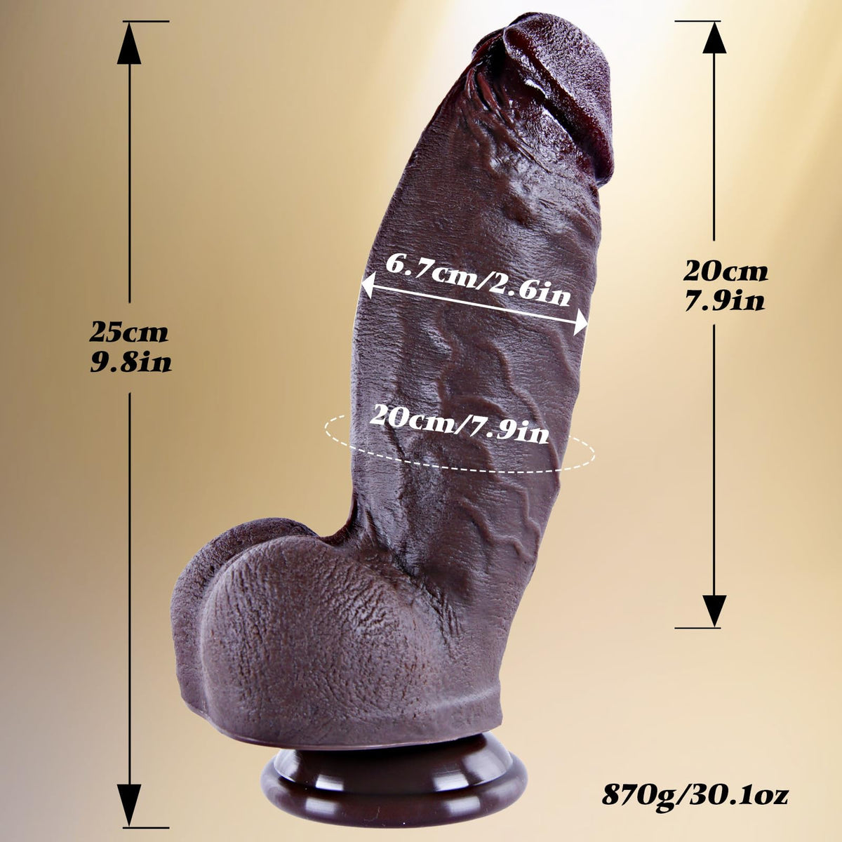 10 Inch Realistic Black Silicone Dildo with Suction Cup A68374