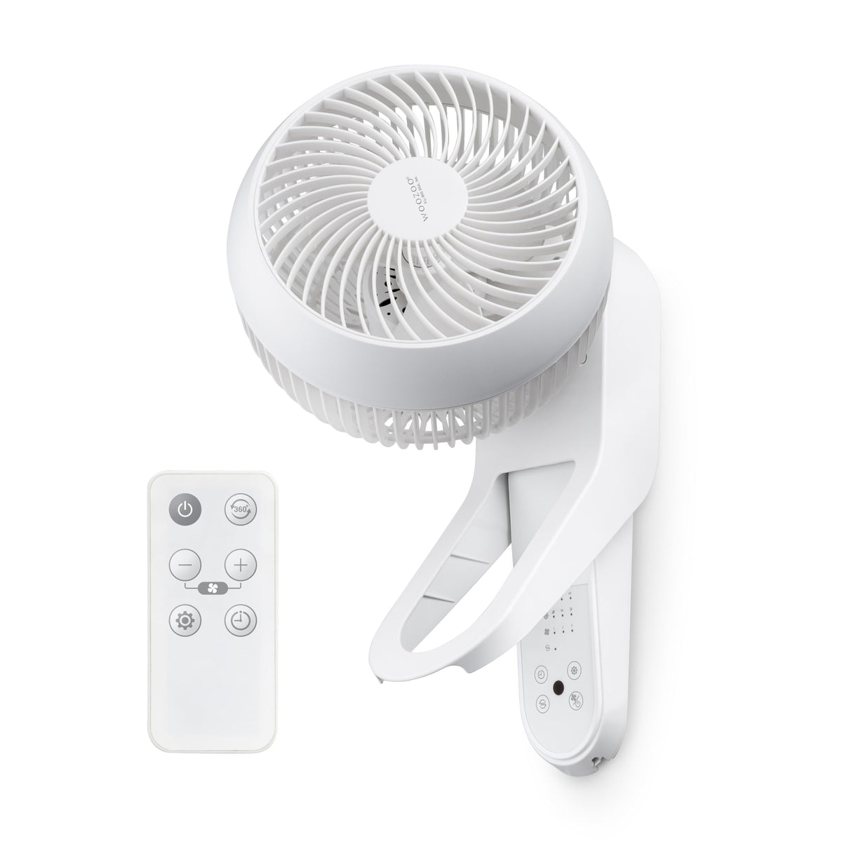Wall Mount Fan with Remote, 360° Oscillation, 3 Speeds, White O2903