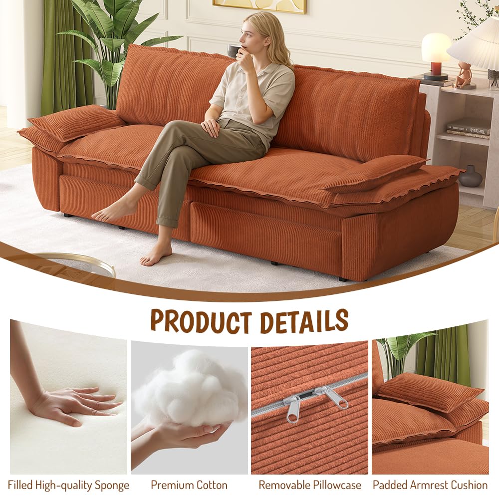 Orange Velvet Two Seater Sofa R4176