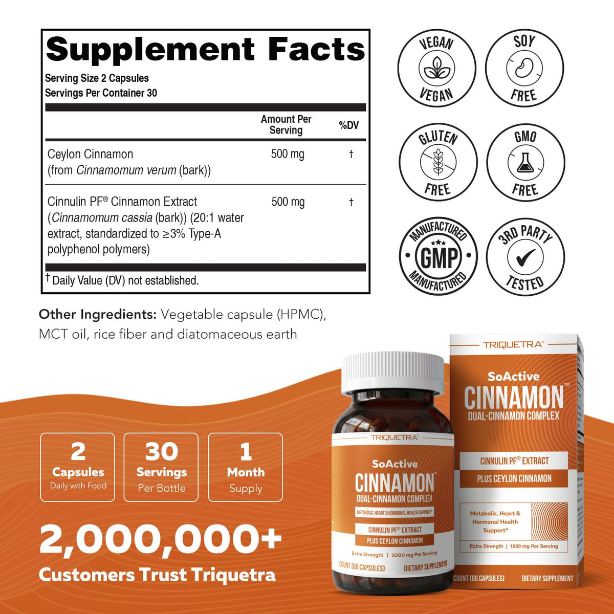 Cinnamon 1000mg Extract 60 Vegan Capsules U247234
