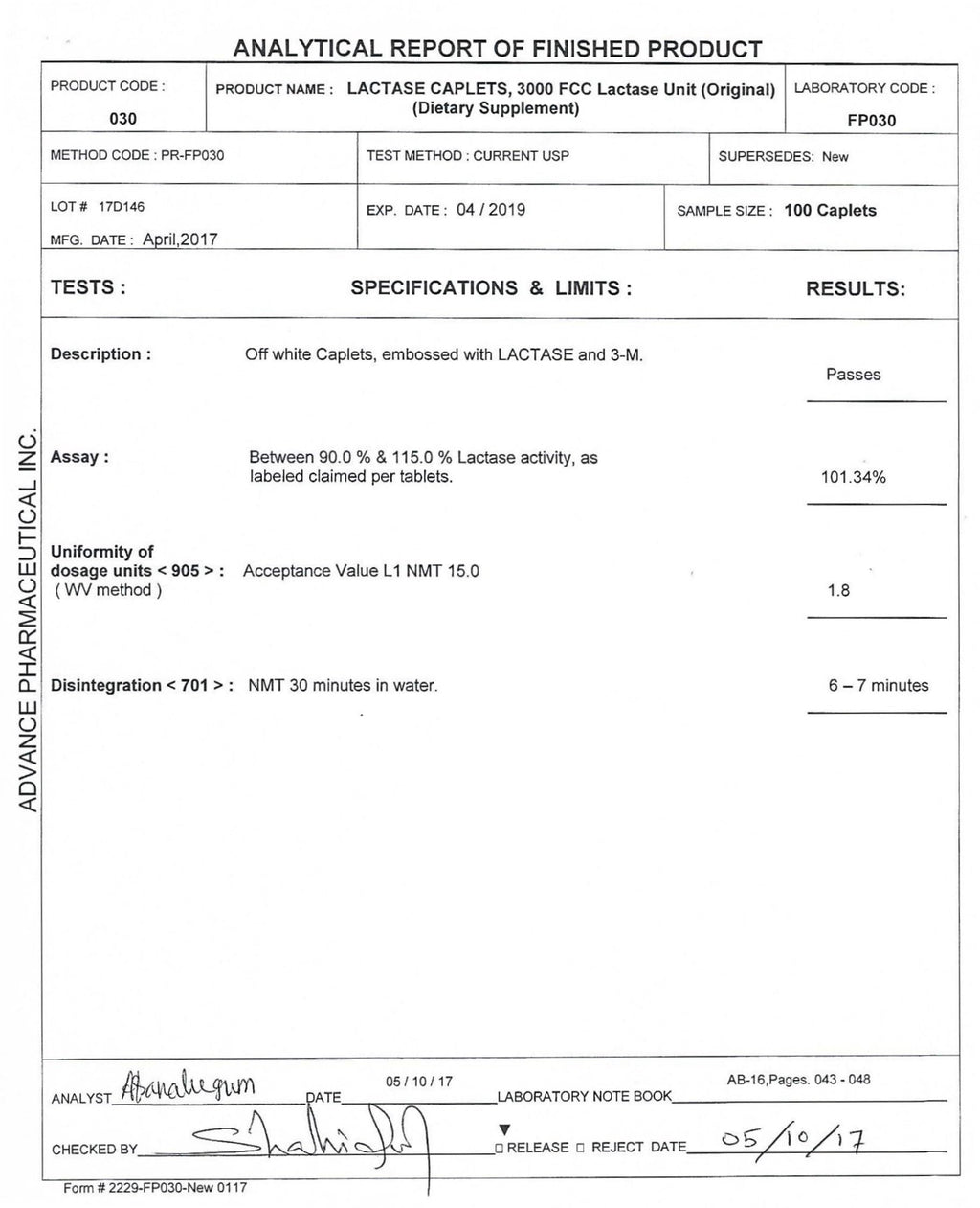 Lactase Enzyme 180 Caplets N963