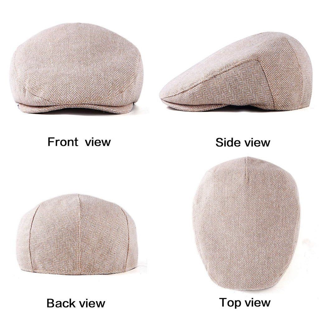 Wool Blend Tweed Herringbone Flat Cap Q164