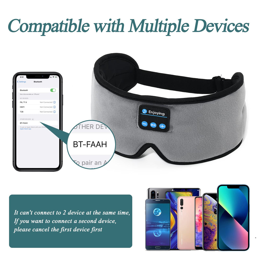 Wireless 3D Eye Mask Sleep Headphones Grey V741783