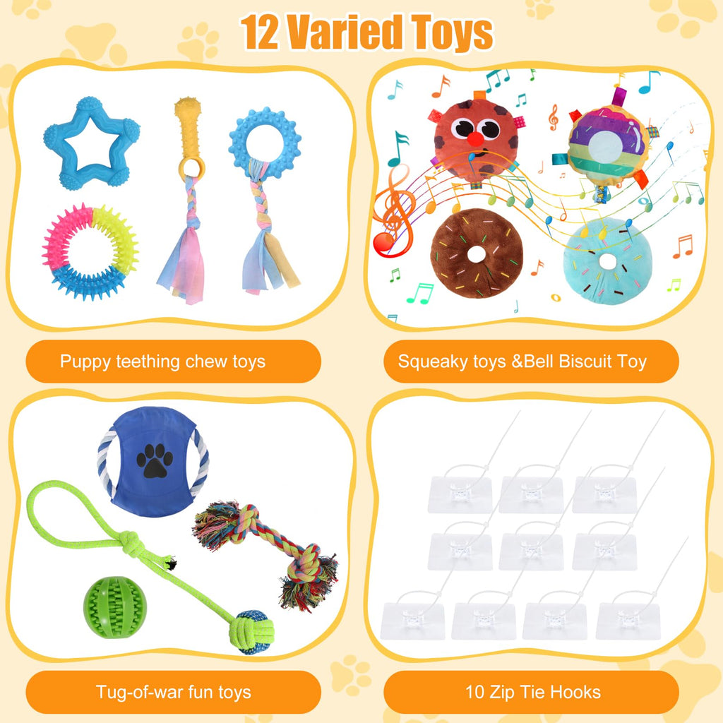 12 Toys Puppy Play Gym with Squeaky Toys O73078