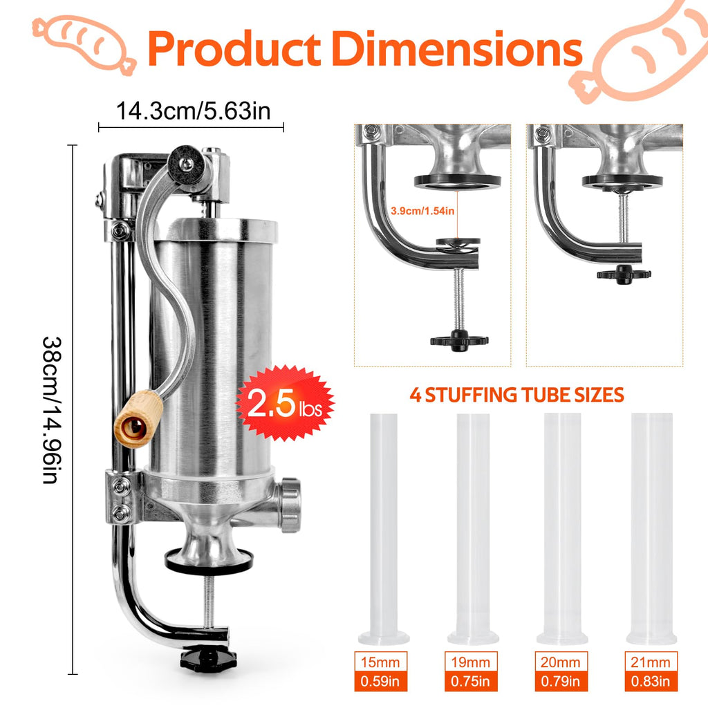 Stainless Steel Vertical Sausage Stuffer 2.5 LBS O649443