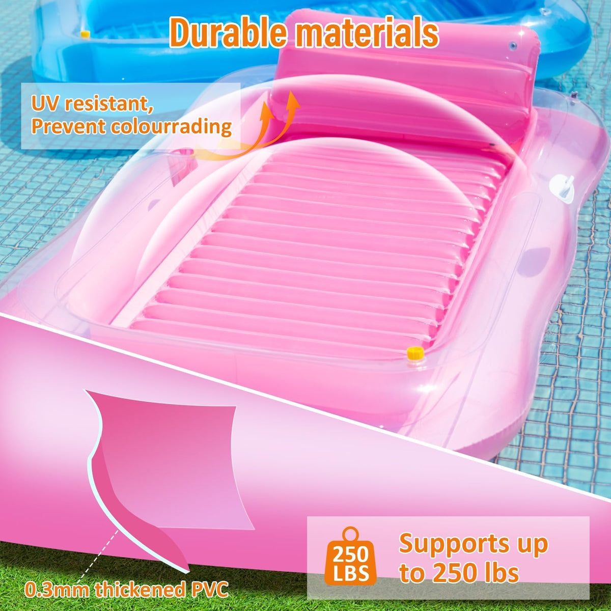 Inflatable Tanning Pool Lounger Float with Sprinkler Y182