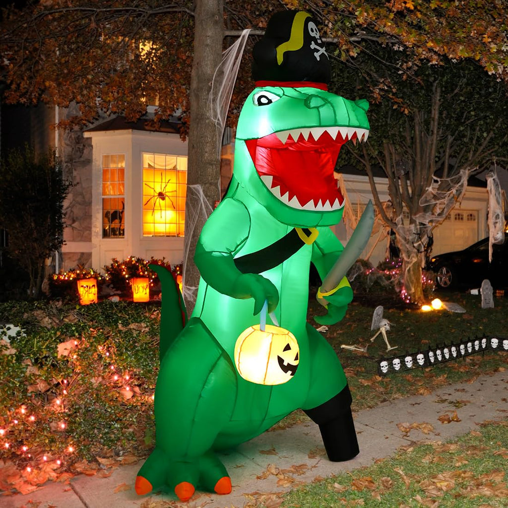 7 FT Halloween Inflatable Dinosaur with Built-in LEDs Q666395