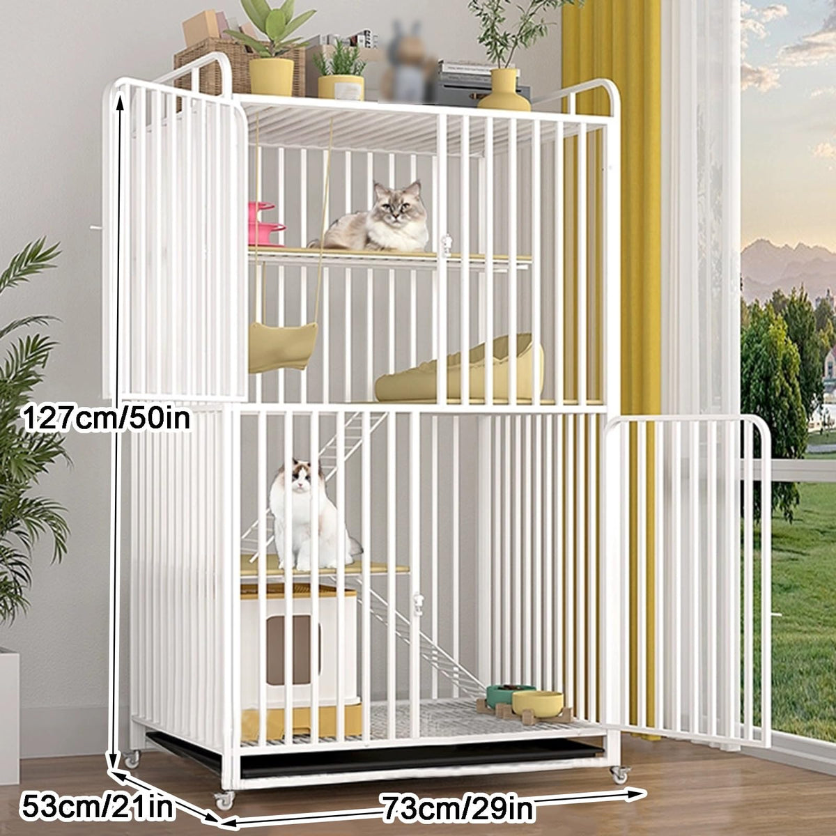 High Carbon Steel 4-Tier Cat Kennel G780